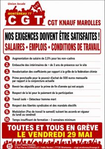 KNAUF THERM MAROLLES : APPEL À LA GRÈVE LE VENDREDI 29 MAI