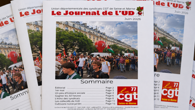 Le Journal de l’UD CGT 77 de juin 2026 est disponible.