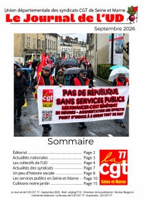 Le Journal de l’UD CGT 77 de septembre 2026 est paru !